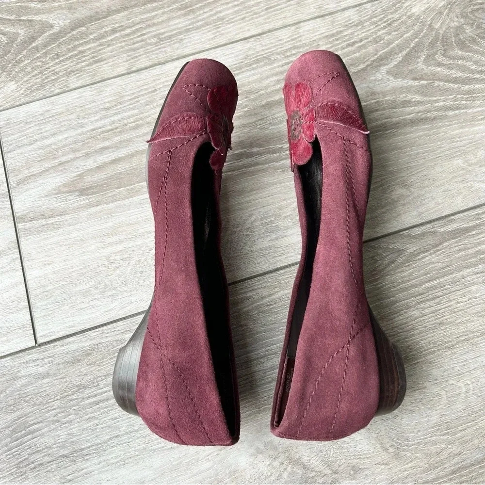 Studio Hype  Red Suede Leather Calf Hair Square Toe Flats - Picture 8 of 12